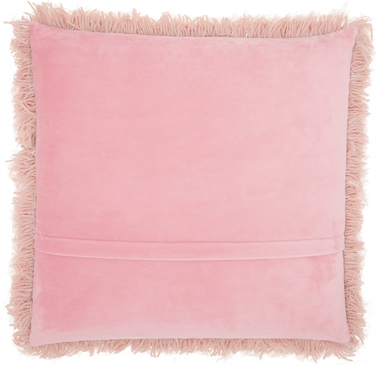 Fluffy Rose Pink Shag Accent Throw Pillow FurniFindUSA