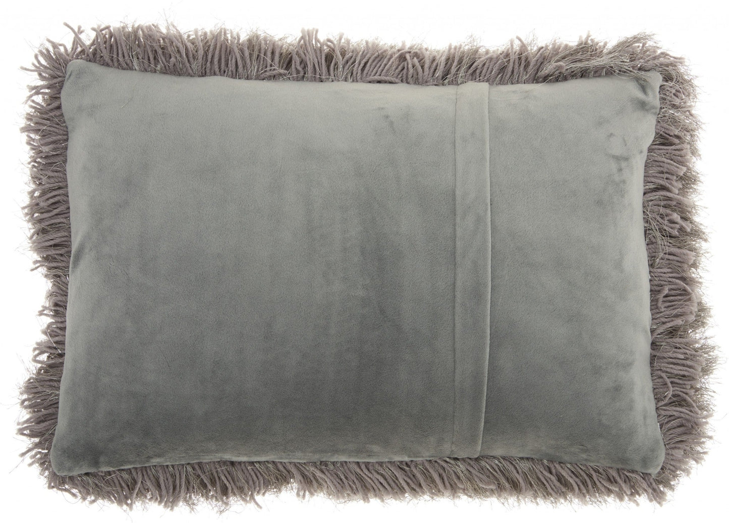 14" X 20" Slate Gray Faux Fur Throw Pillow FurniFindUSA