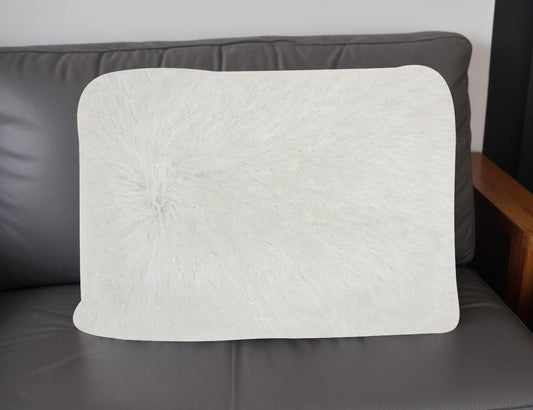 14" X 20" White Super Shaggy Throw Pillow FurniFindUSA
