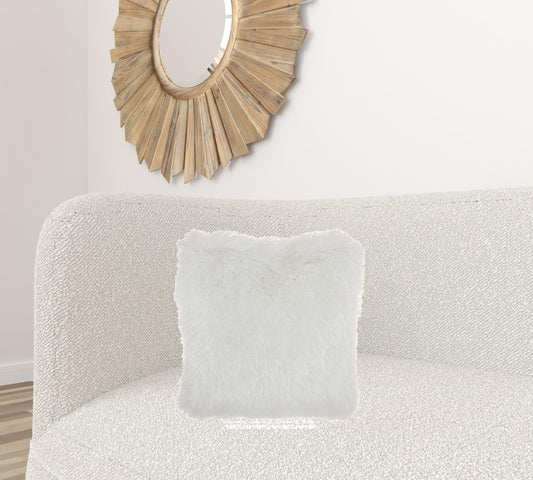 20" Plush White Shag Accent Throw Pillow FurniFindUSA