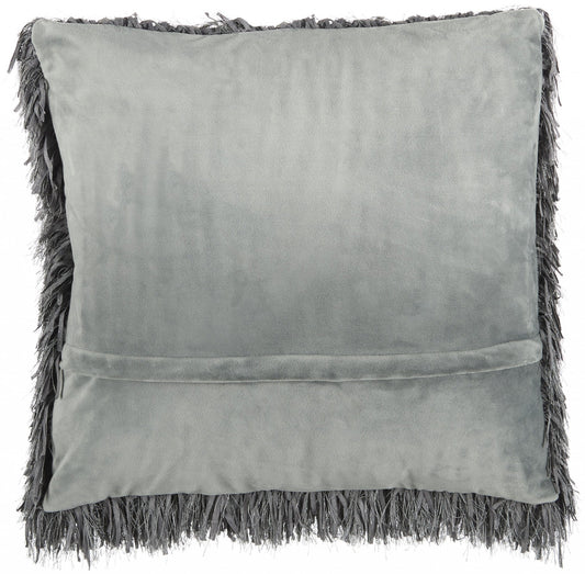 Square Charcoal Shag Throw Pillow FurniFindUSA