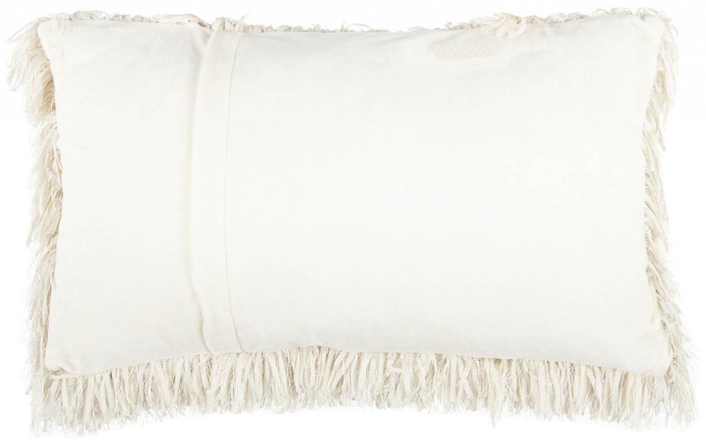 14" X 24" Long Ivory Shag Throw Pillow FurniFindUSA