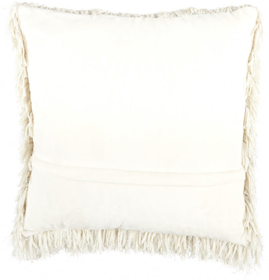 Square Ivory Shag Throw Pillow FurniFindUSA