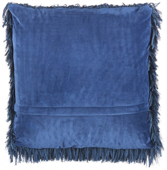 Square Navy Shag Throw Pillow FurniFindUSA