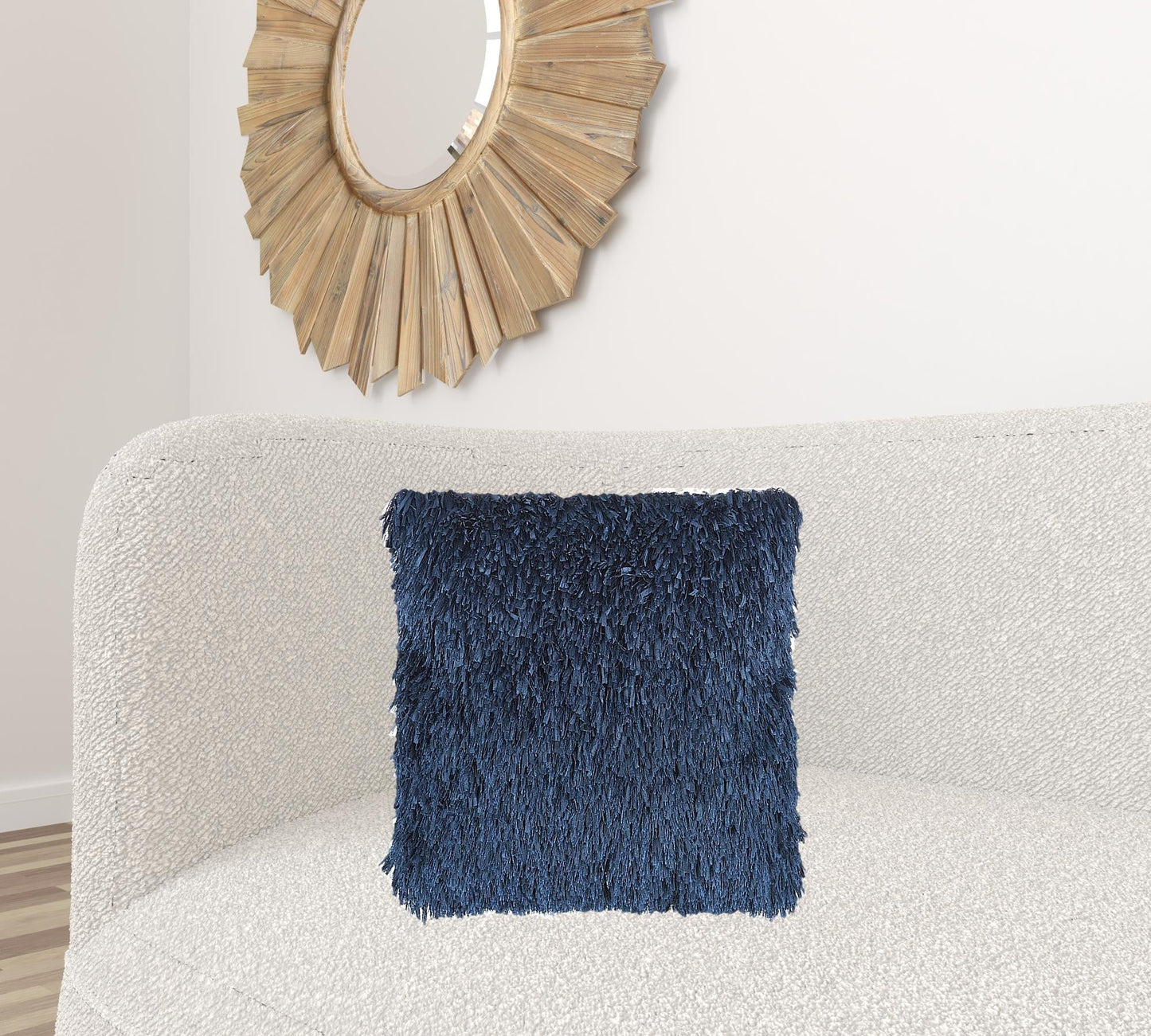 Square Navy Shag Throw Pillow FurniFindUSA