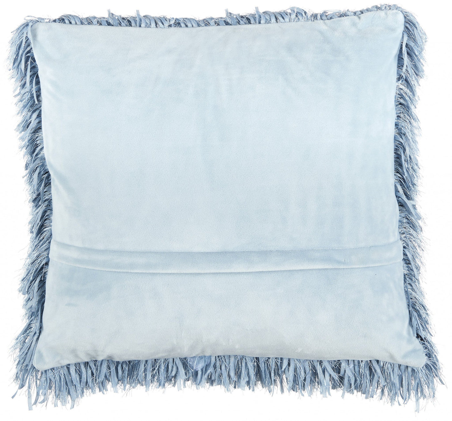 Square Ocean Blue Shag Throw Pillow FurniFindUSA