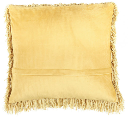 Square Yellow Shag Throw Pillow FurniFindUSA
