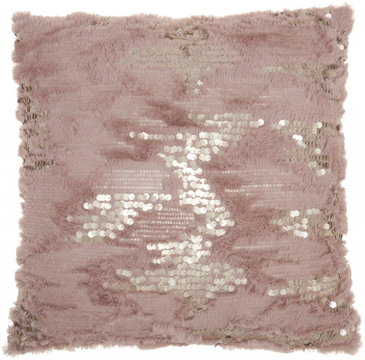 20" Sequined Blush Abstract Throw Pillow FurniFindUSA