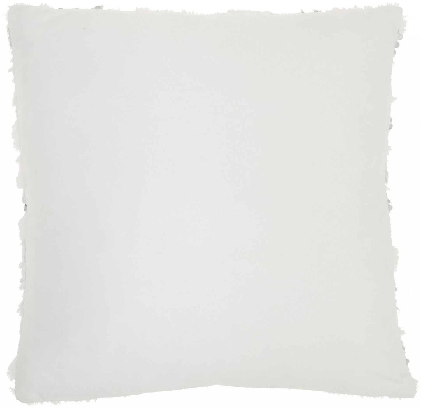 20" Sequined White Faux Fur Throw Pillow FurniFindUSA