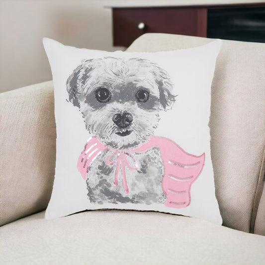 18" Pink and White Cotton Throw Pillow FurniFindUSA