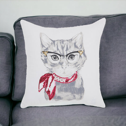 18" Red and White Cotton Throw Pillow FurniFindUSA