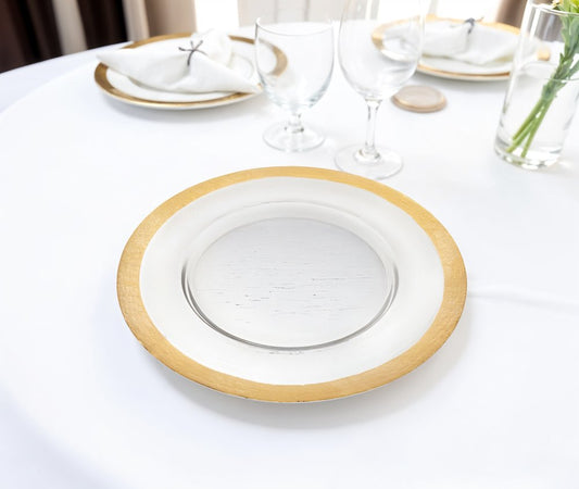 13" Clear And Gold Glass Charger Plate HomeRoots