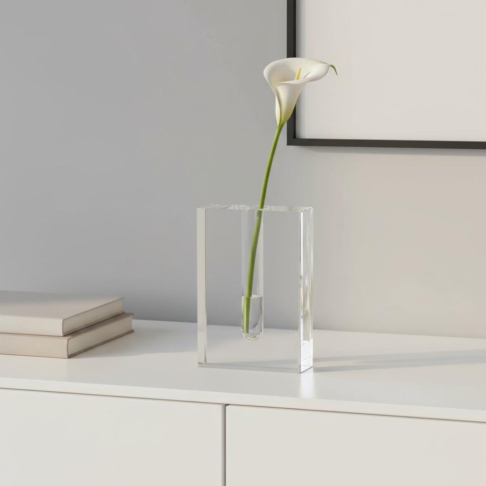 8" Clear Crystal Clear Square Table Vase HomeRoots