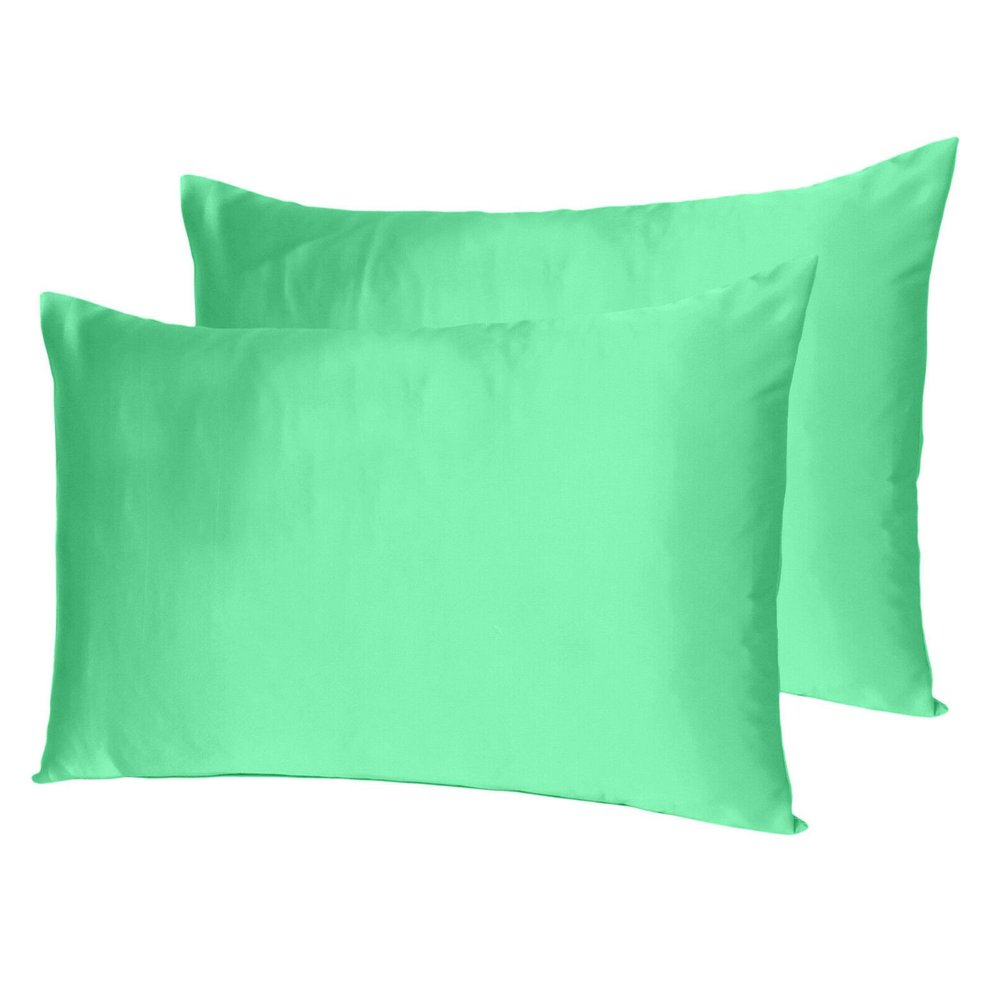 Green Dreamy Set Of 2 Silky Satin King Pillowcases HomeRoots