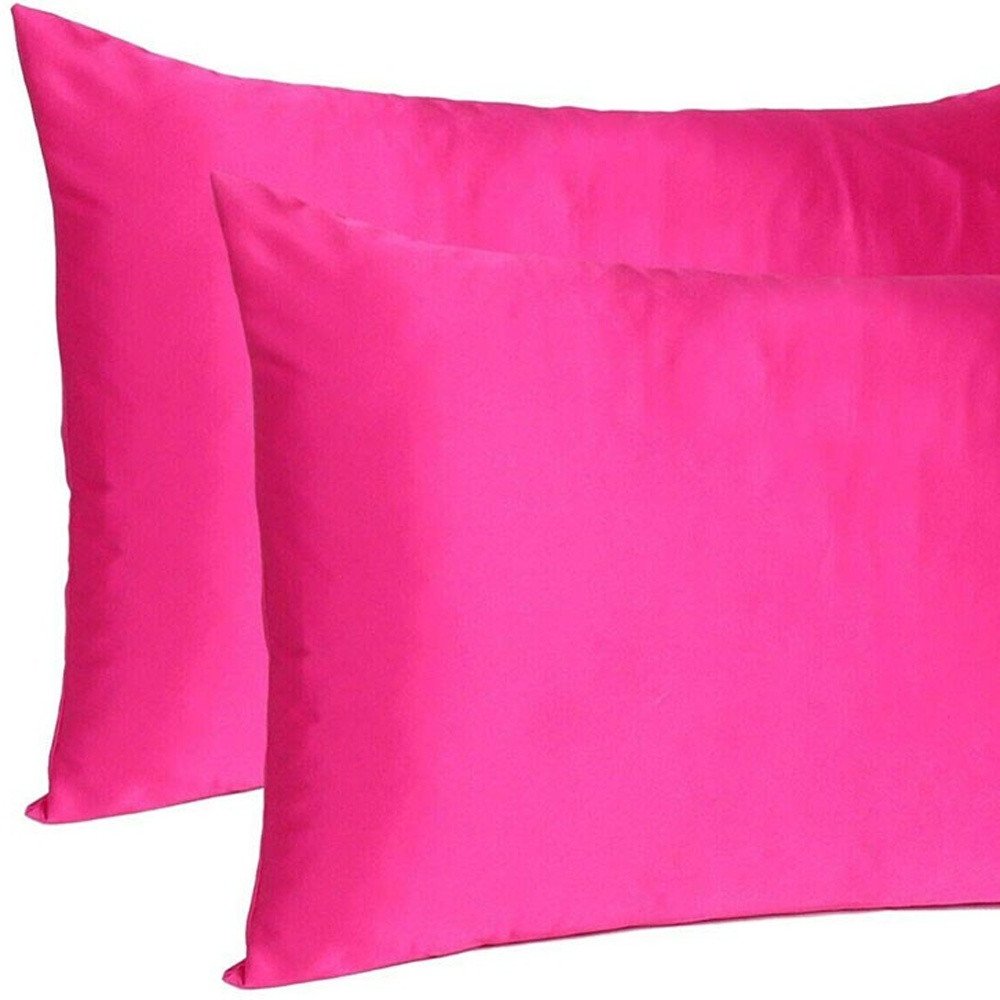Fuchsia Dreamy Set Of 2 Silky Satin Standard Pillowcases HomeRoots