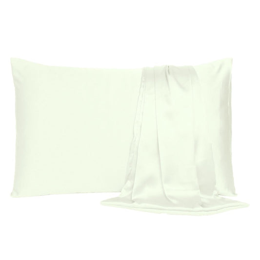 Ivory Dreamy Set Of 2 Silky Satin Standard Pillowcases HomeRoots