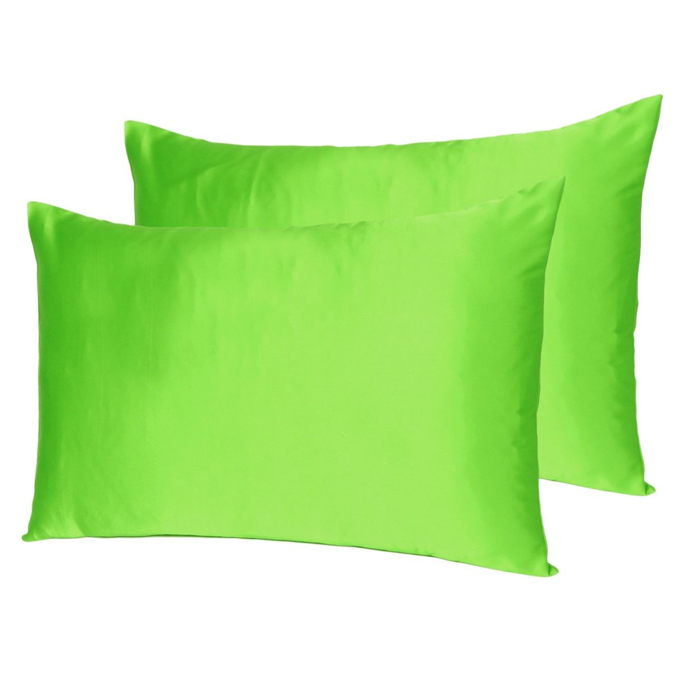Bright Green Dreamy Set Of 2 Silky Satin Queen Pillowcases HomeRoots