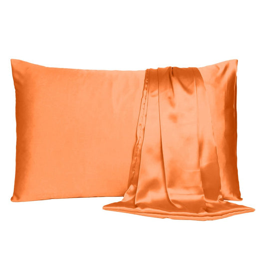 Orange Dreamy Set Of 2 Silky Satin Queen Pillowcases HomeRoots