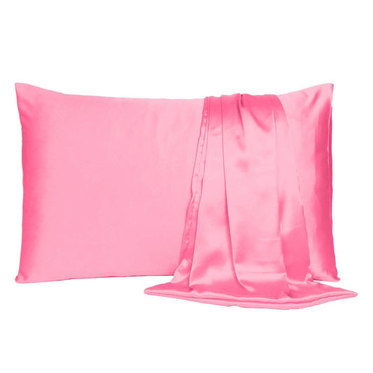 Pink Rose Dreamy Set Of 2 Silky Satin Queen Pillowcases HomeRoots