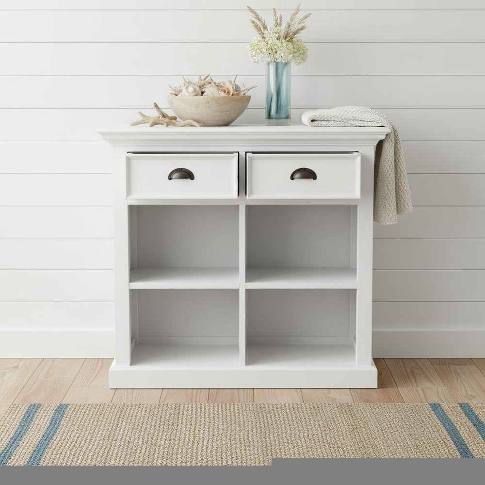 35" White Accent Cabinet With Two Drawers and Baskets HomeRoots
