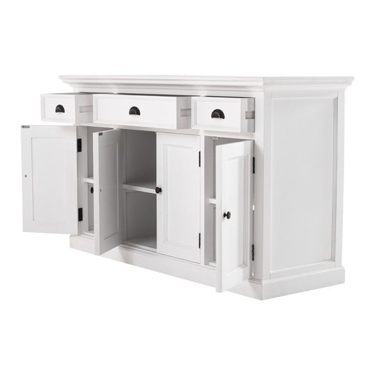 57" White Solid Wood Three Drawer Sideboard HomeRoots