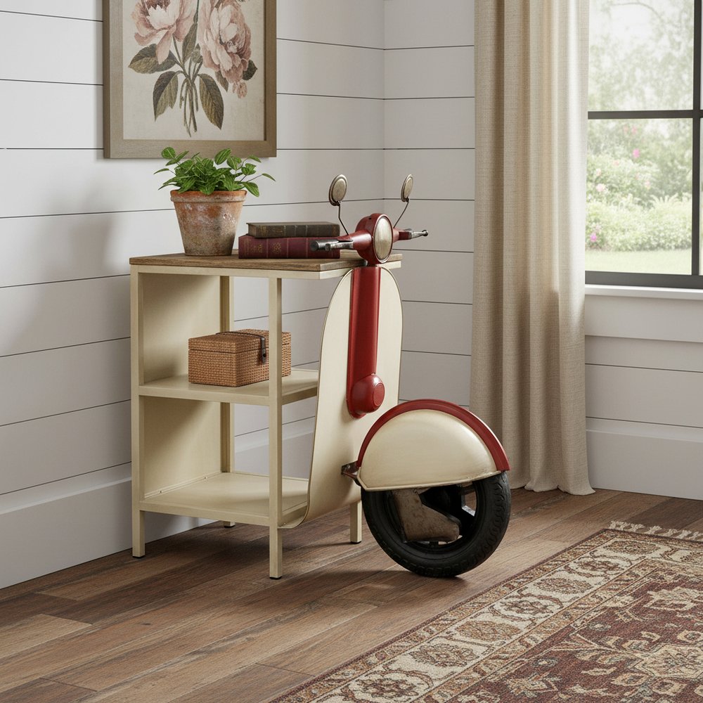 Rustic Red And Vanilla Scooter Cabinet HomeRoots