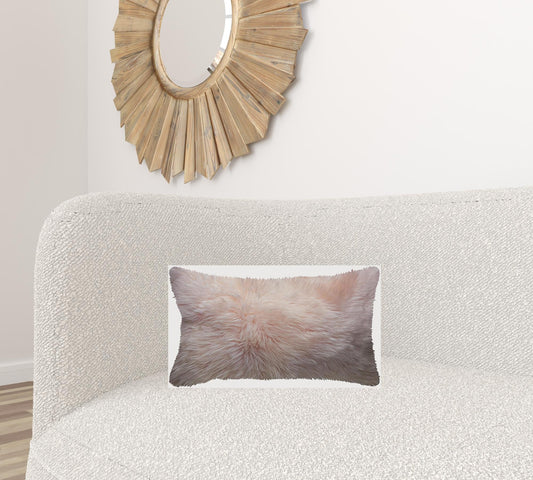 Blush Natural Sheepskin Lumbar Pillow FurniFindUSA