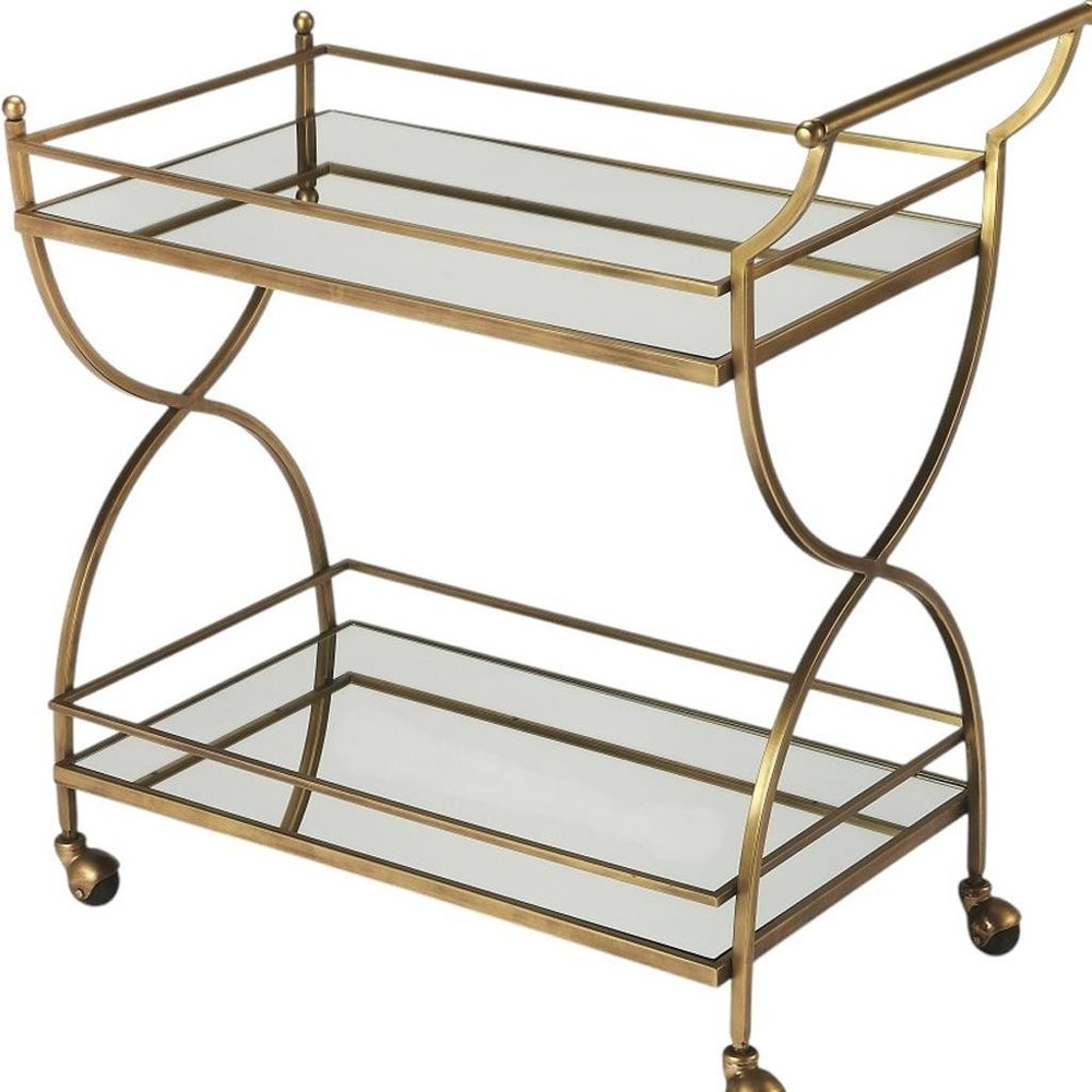 Antique Gold Bar Cart HomeRoots