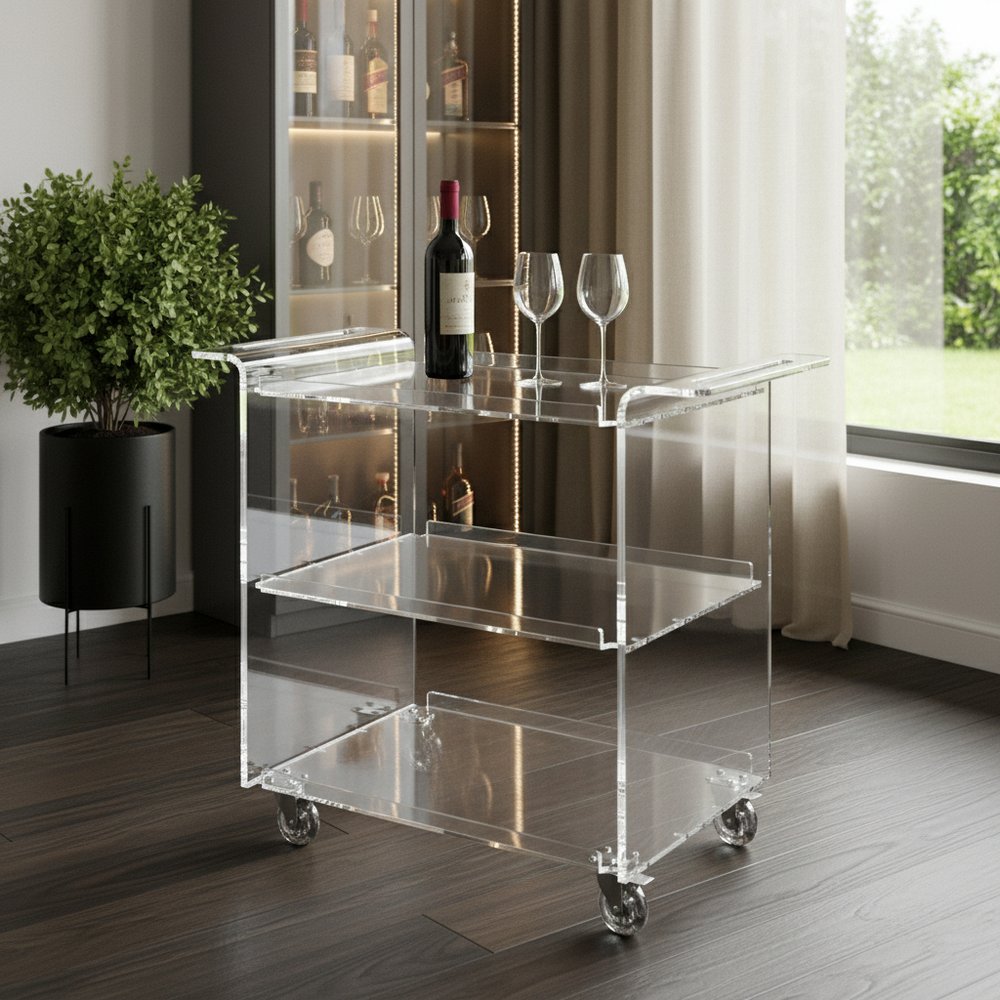 Clear Acrylic Rolling Server Bar Cart HomeRoots