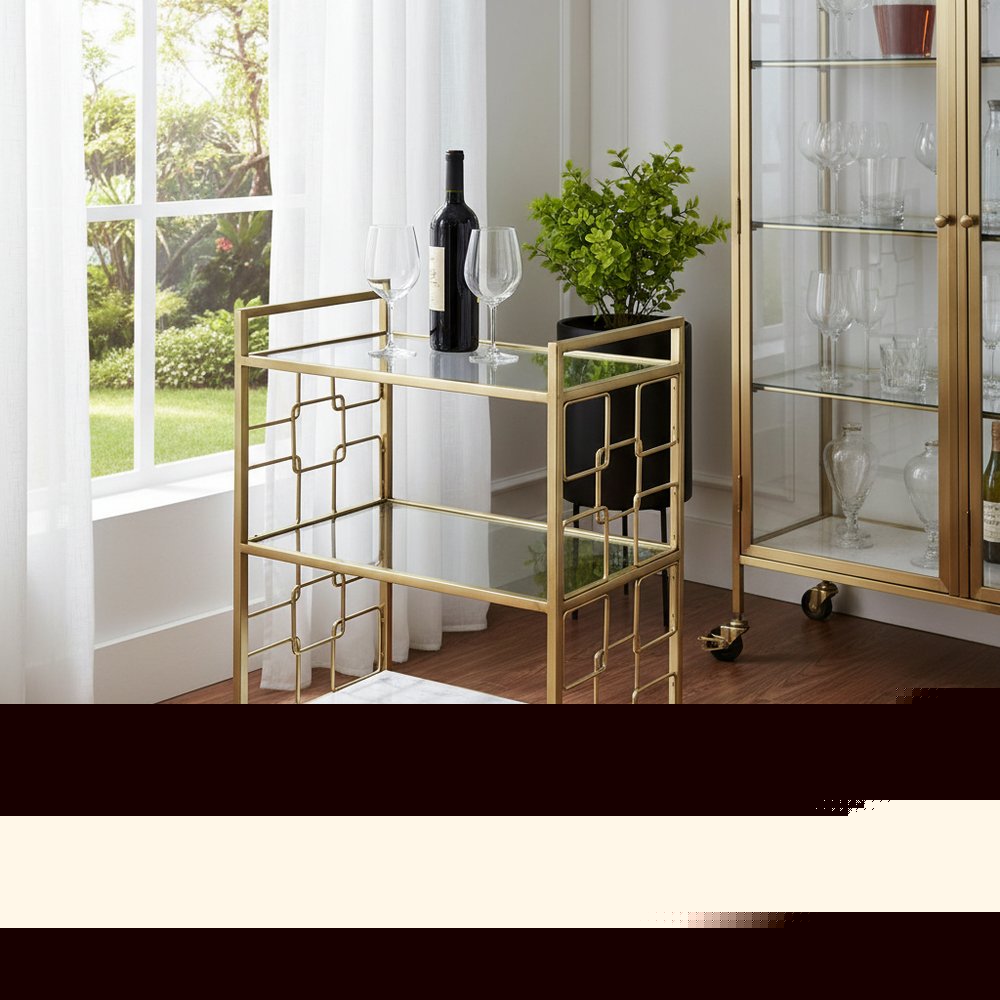 Polished Gold Bar Cart HomeRoots