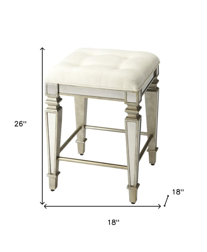 30" White and Gray Solid and Manufactured Wood Backless Counter Height Bar Chair HomeRoots