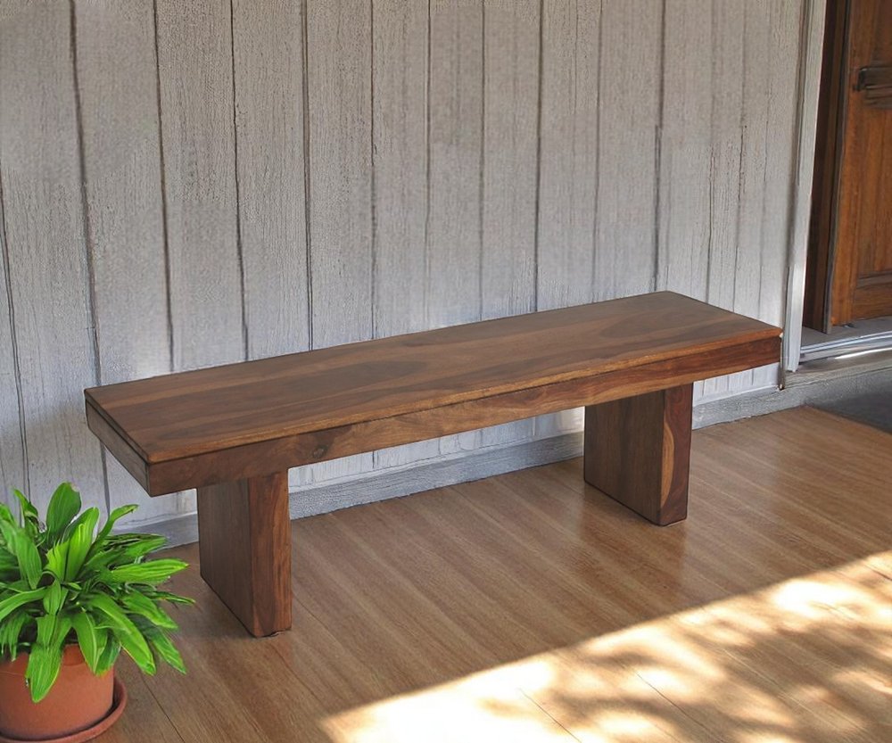 Modern Chunky Solid Wood Bench HomeRoots