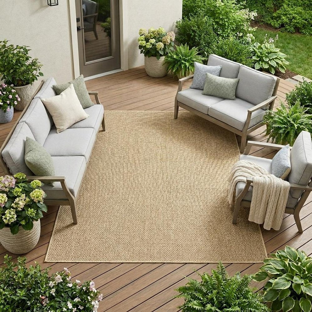 9' X 13' Beige Indoor Outdoor Area Rug HomeRoots