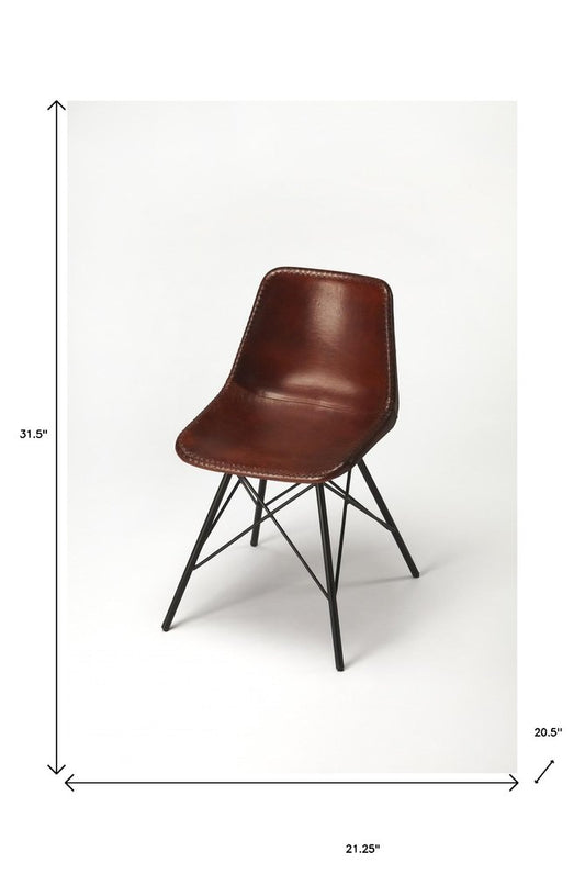 21" Brown and Black Faux Leather Side Chair HomeRoots