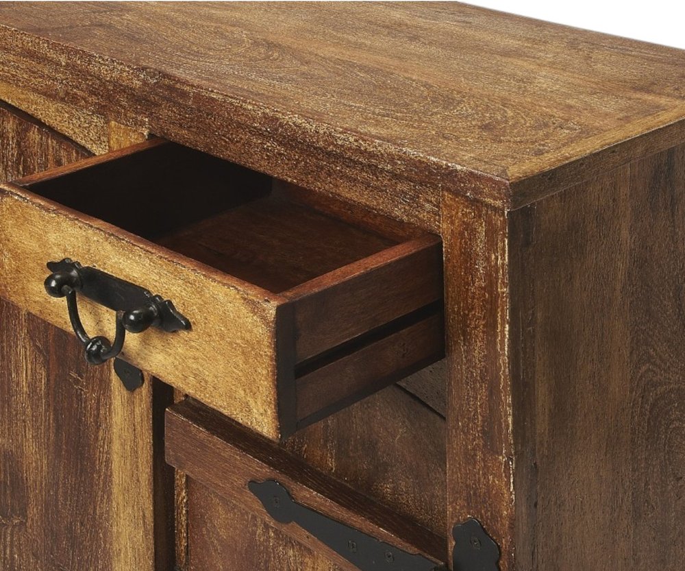 60" Brown Solid Wood Two Drawer Sideboard with Four Doors HomeRoots