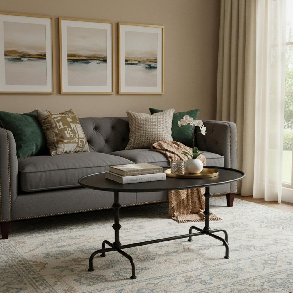 38" Silver Aluminum Oval Coffee Table HomeRoots