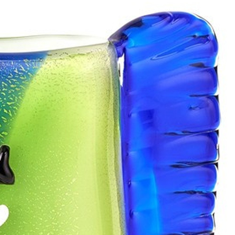 13" Blue and Green Murano Glass Modern Abstract Face Tabletop Sculpture HomeRoots
