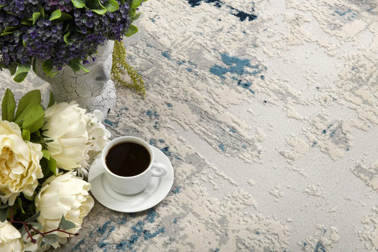 10' Blue Abstract Dhurrie Runner Rug - 26.0" (L) x 120.0" (W) x 1.0" (H) FurniFindUSA