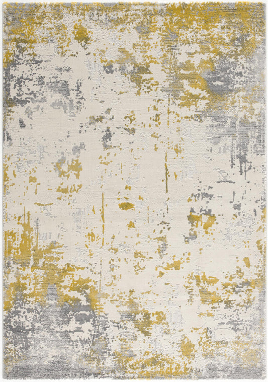 9' X 13' Gold and Gray Abstract Area Rug - 110.0" (H) x 150.0" (W) x 0.8" (D) FurniFindUSA