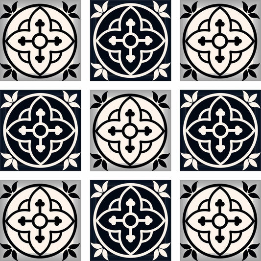 8" x 8" Black And White Vinyl Peel And Stick Removable Tiles HomeRoots
