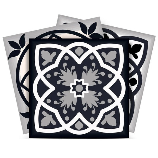 4" X 4" Black White And Tan Peel And Stick Removable Tiles HomeRoots