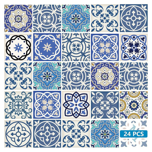 7" x 7" Blue And Gray Vinyl Peel And Stick Removable Tiles HomeRoots