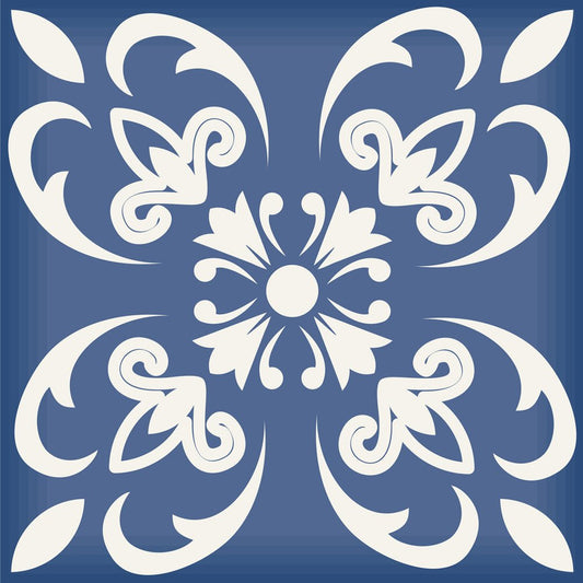 7" x 7" Blue And White Vinyl Peel And Stick Removable Tiles HomeRoots