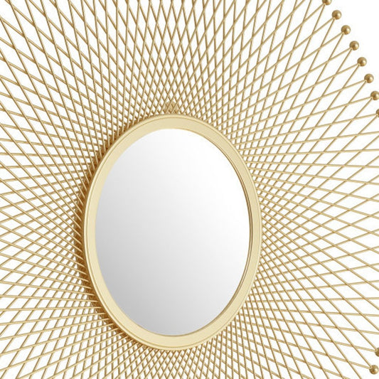 35" Gold Round Iron Framed Accent Mirror HomeRoots