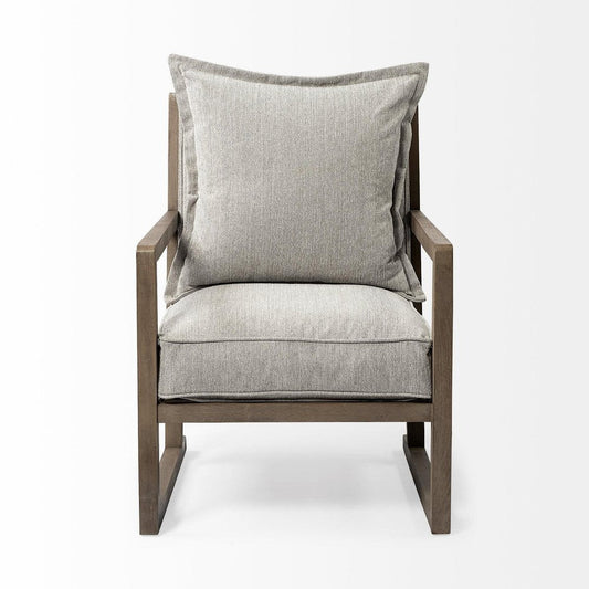32" Ash Gray and Brown Fabric Arm Chair HomeRoots