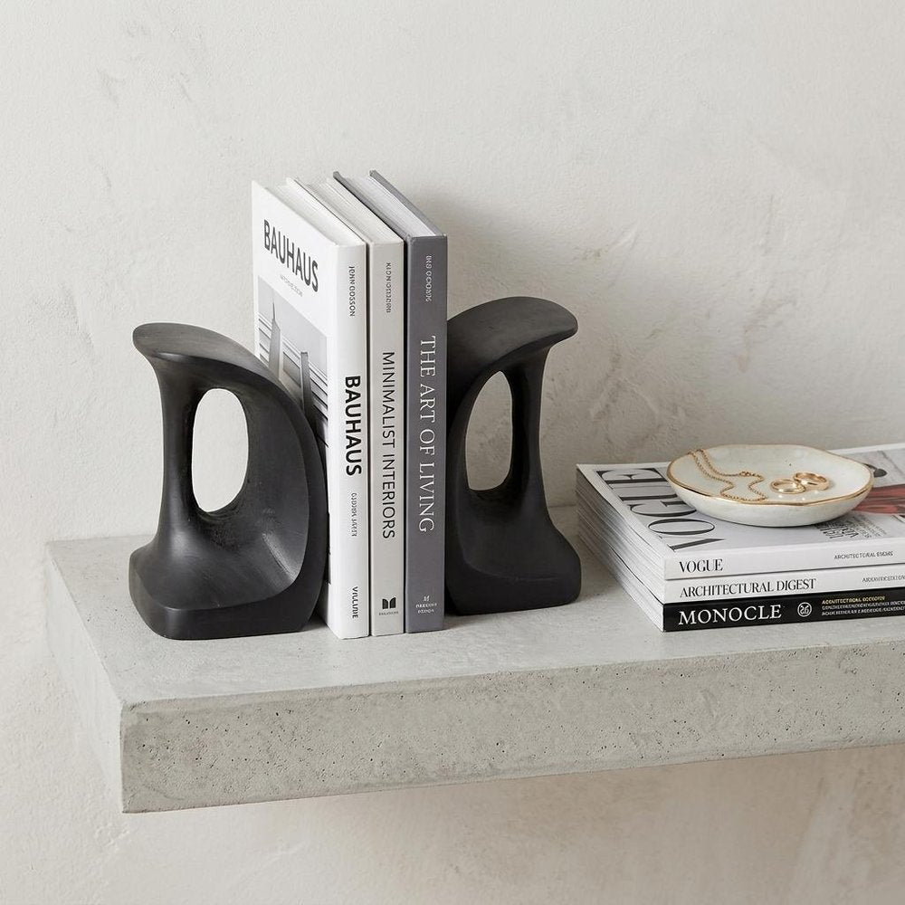 Set of Two 6" Black Metal Decorative Bookends HomeRoots