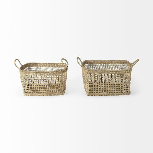 Set of Two Brown Wicker Basket HomeRoots