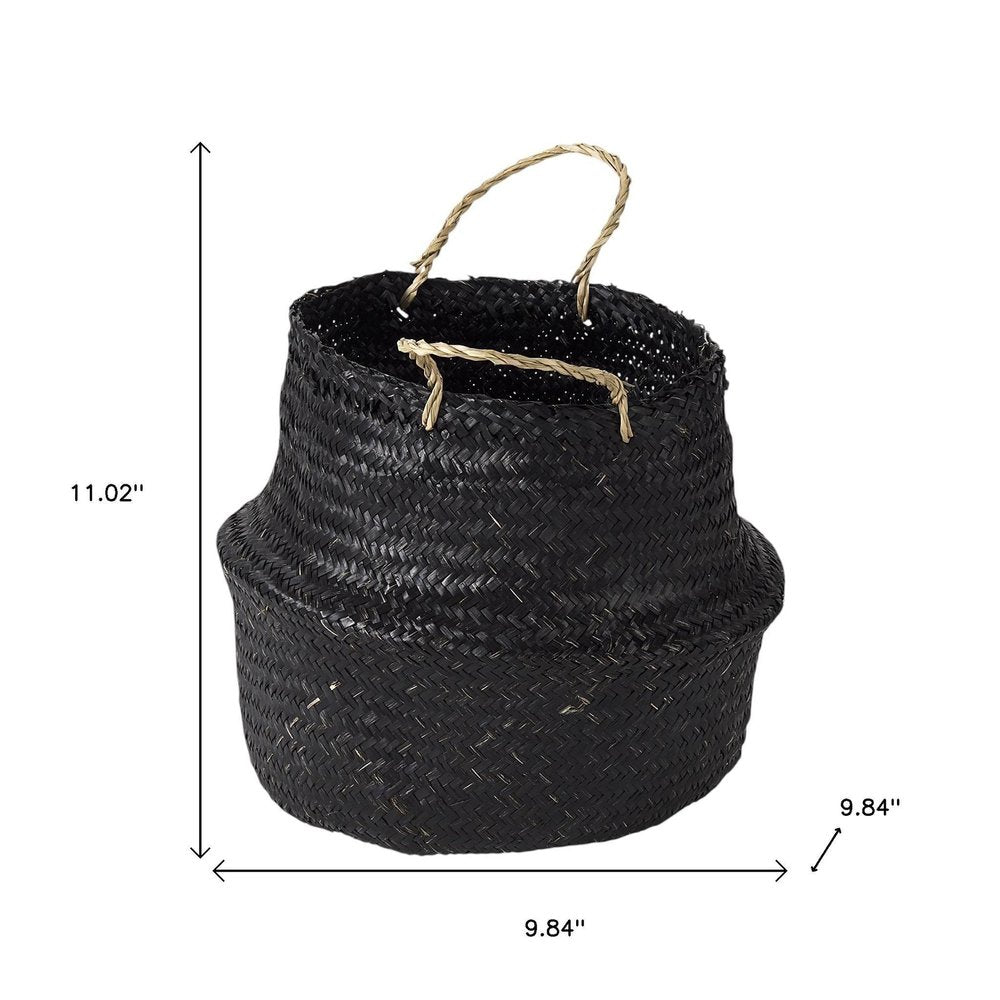 Set of Three Black Wicker Basket HomeRoots