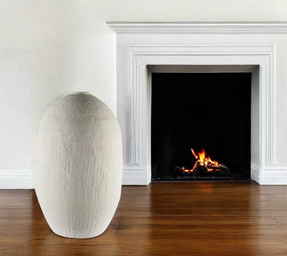 32" White Cylinder Ceramic Floor Vase HomeRoots