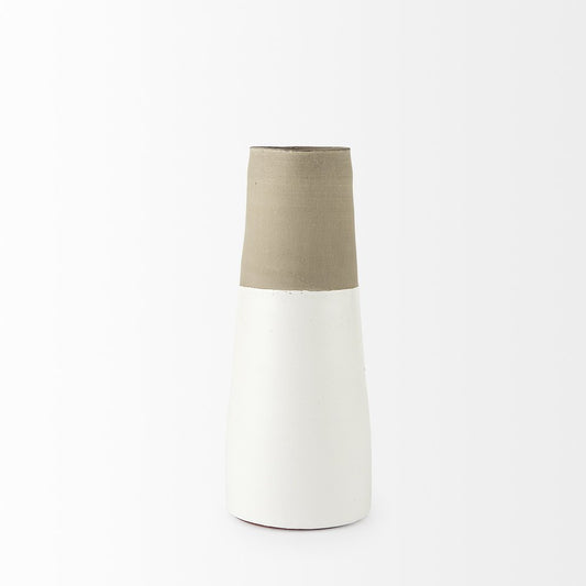 14" White and Natural Ceramic Decorative Jug HomeRoots